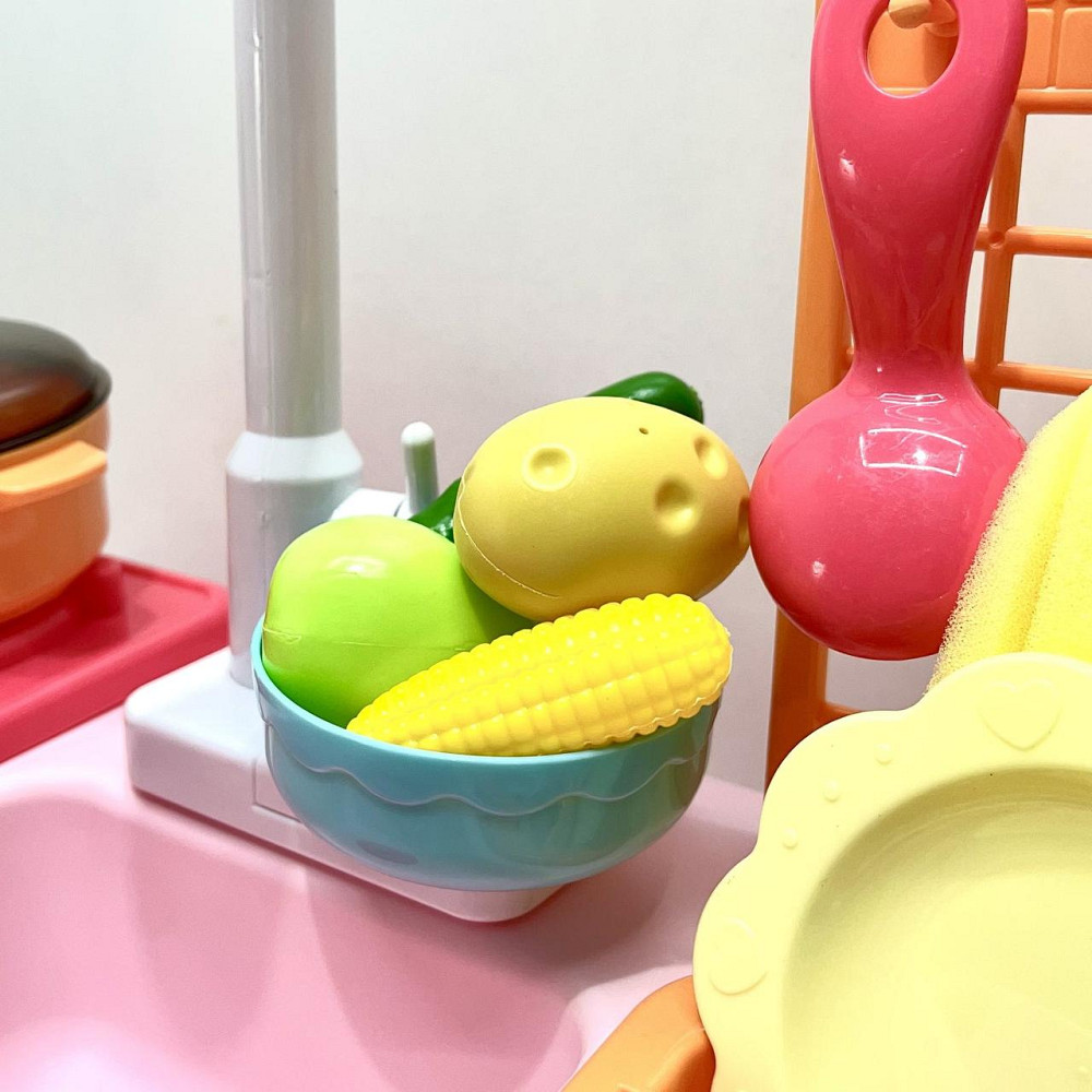 Кухня іграшкова мийка ллється вода 29 предметів звук світло Рожевий (WD-T41) Чернігів - фото 6