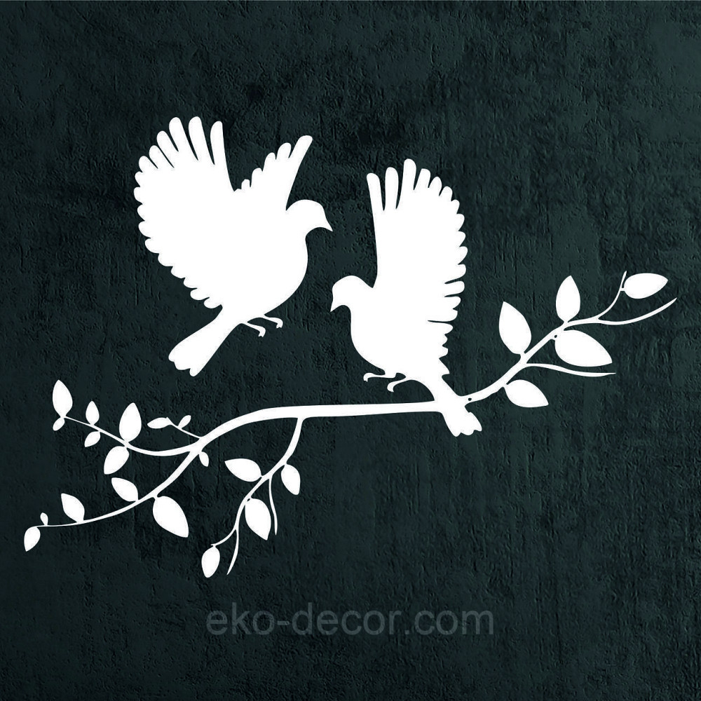Декоративное настенное Панно «Птички Два голубя», Декор на стену 70*44 см, Белый Киев - изображение 4