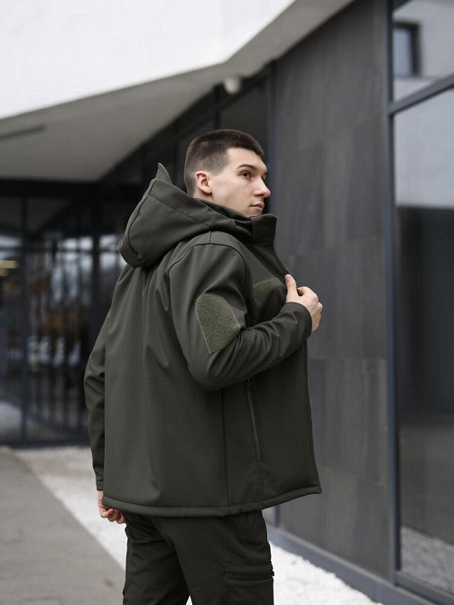 Тактическая мужская куртка софтшел хаки Pobedov Shadow V2 с липучками Киев - изображение 8
