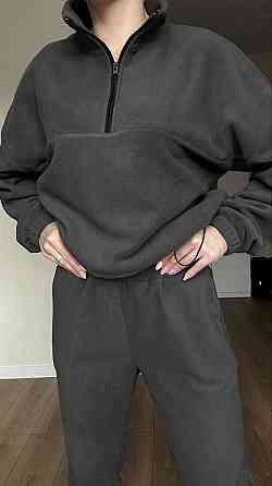 Жіночий теплий прогулянковий костюм-двійка: кофта та штани з полар флісу Графіт, 50/52 Одеса