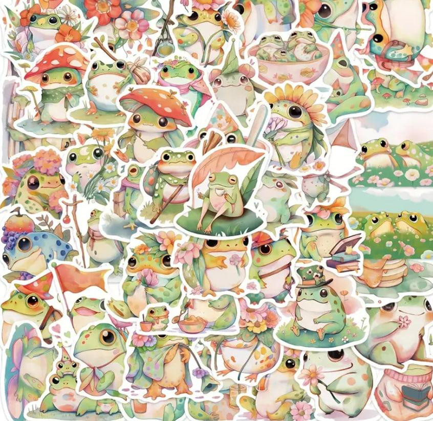 Набір вінілових наклейок (стікерів) Товста смішна жаба (50 шт.) стікербомбінг для телефону, ноутбука Київ - фото 4