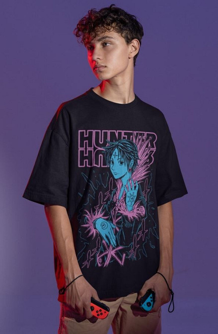 Футболка з аніме принтом Мисливець × Мисливець оверсайз (S/M/L) Чорний AnimeJ0991 Дніпро - фото 3