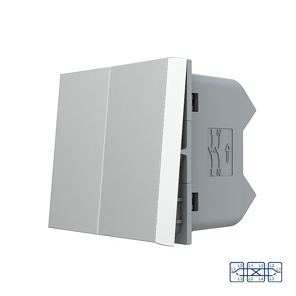 Перехресний (хрестовий) вимикач LIVOLO, 2-клавішний, сірий, модуль без рамки (VL-FCMM10A-1IP) Коломыя - изображение 4