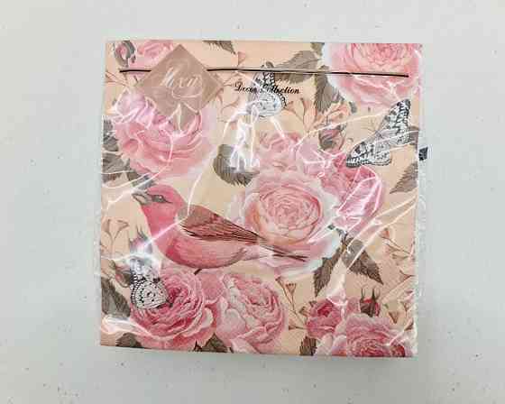Салфетка трехслойная класическая (ЗЗхЗЗ, 20шт) Luxy  Розовая птица (2074) (1 пачка) Харьков