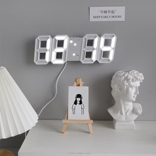 Годинник електронний LED LY 1089 настільний настінний будильник дата температура USB 5В CR2032 біле підсвічування 225x83x27 мм Київ - фото 2