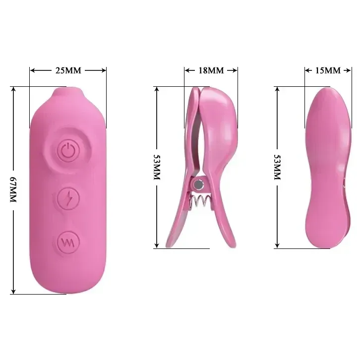 Віброзатискачі для сосків Pretty Love Nipple Clip з електростимуляцією, рожеві Sex Aura Київ - фото 9