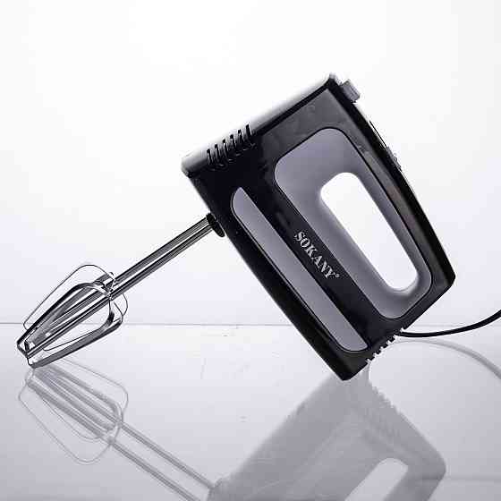 Sokany Стаціонарний міксер Sokany CX-6622 з чашею 3,5 л, 400 Вт, 5 швидкостей, 2 насадки Чорний Киев