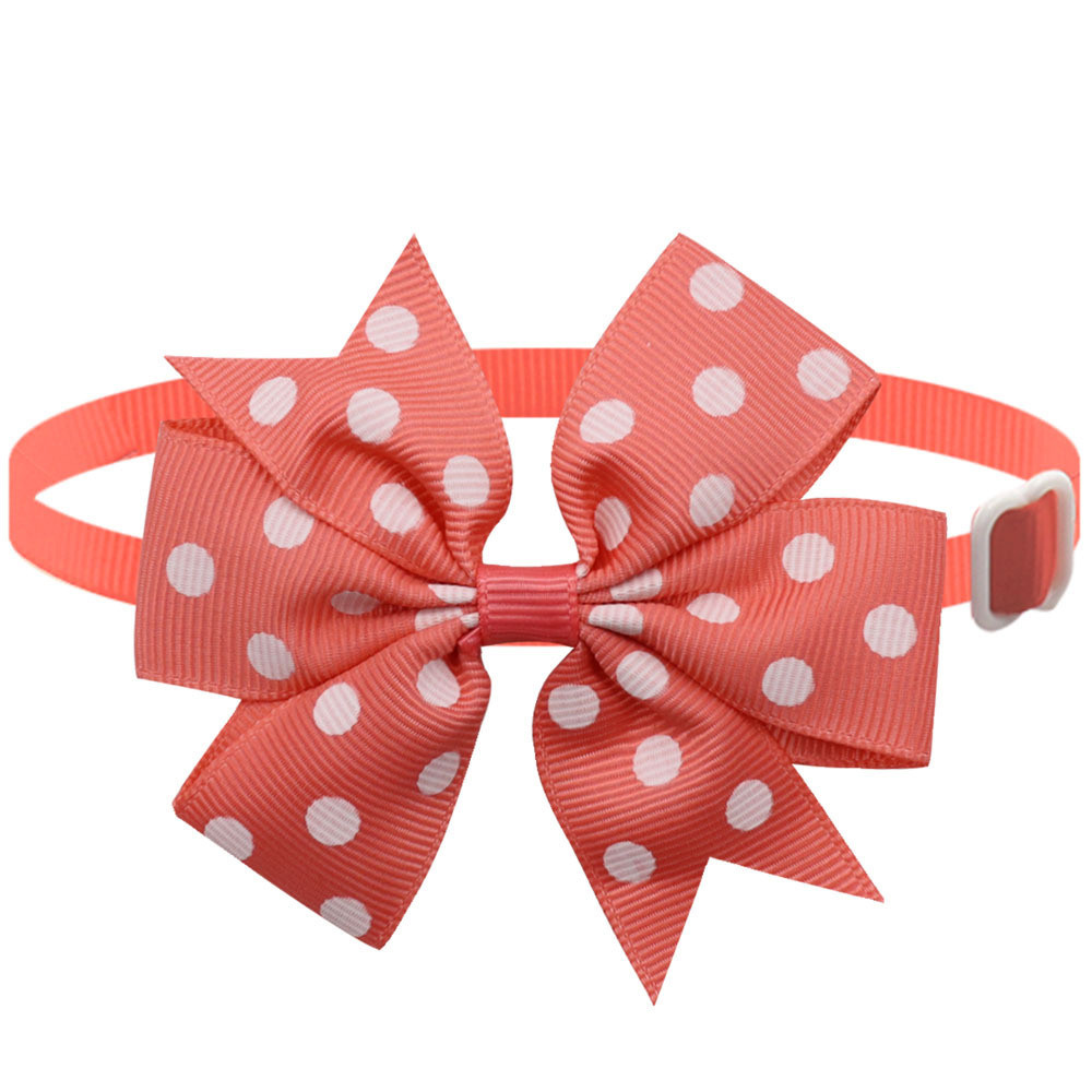 Бантик на шию для собак та котів one size коралово-білий Київ - фото 1