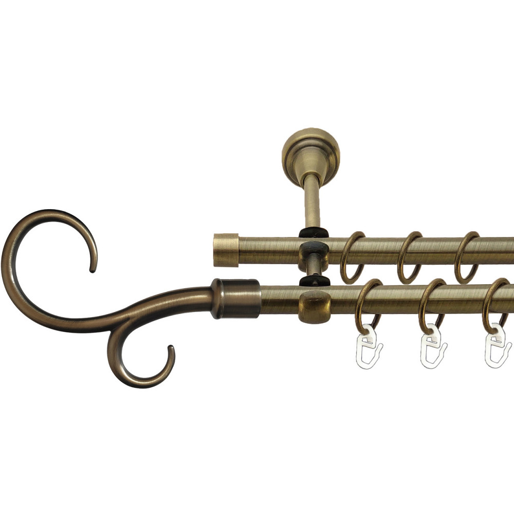 Карниз Orvit Гак Подвійний металевий дворядний відкритий Антик 16\16 мм 200 см (7318522) Львів - фото 1