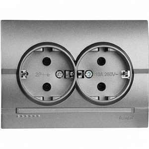 DERIY темно-сірий металік Розетка внутрішня 2-а із заземленням Лезард Житомир - изображение 1