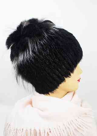 Шапка зимняя меховая женская водопад Милена Черный Харьков