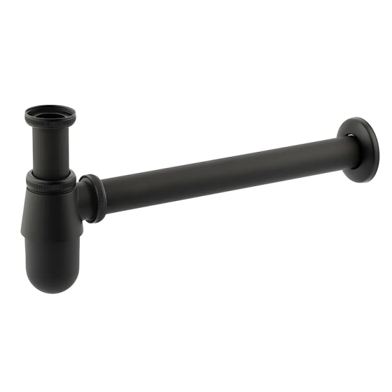 Сифон для раковини Champion Siphon-01 BLACK 1 1/4" чорний без випуску (під донний клапан) без ревізії (AC Київ