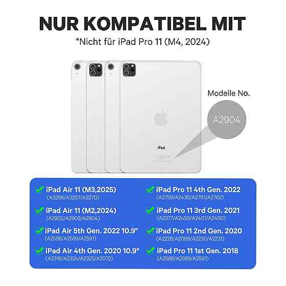 Чохол-клавіатура Earto для iPad Air 11 чорно-чорний QWERTZ трекпад 7 кольорів M3/M2 2025/2024 Київ