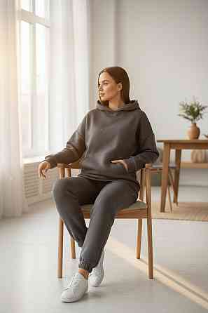 Жіночий спортивний теплий костюм на флісі батал Сірий р 2XL/3XL Харків