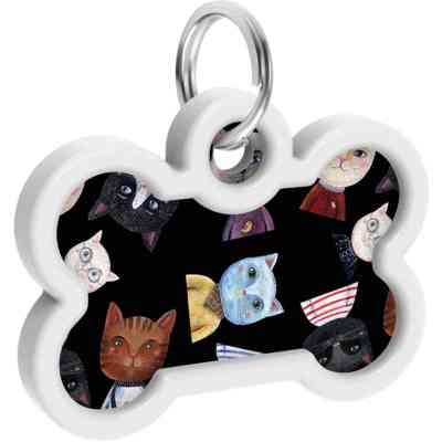 Адресник для тварин WAUDOG Smart ID з QR паспортом "Коти", кістка 40х28 мм (0640-0216) Вінниця