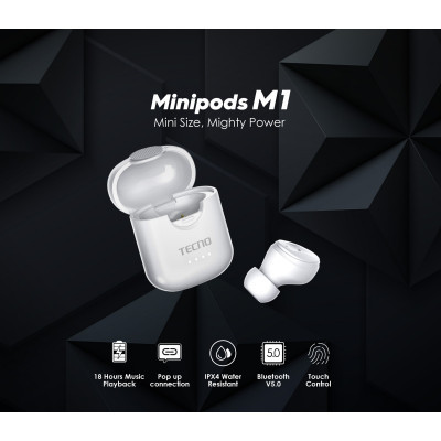 Наушники Tecno Minipods M1 Mono White (4895180759475) Винница - изображение 5