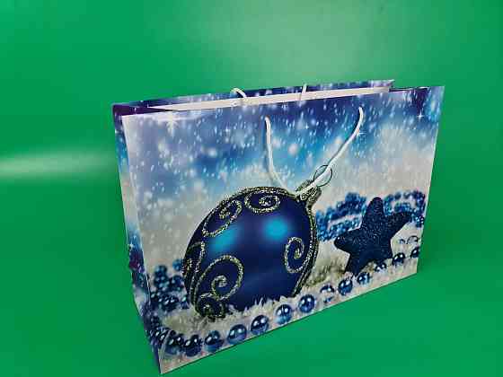 Картонные пакеты с ручками Гигант горизонтальные Новогодние  46*33*15-002 (12 шт) Харьков