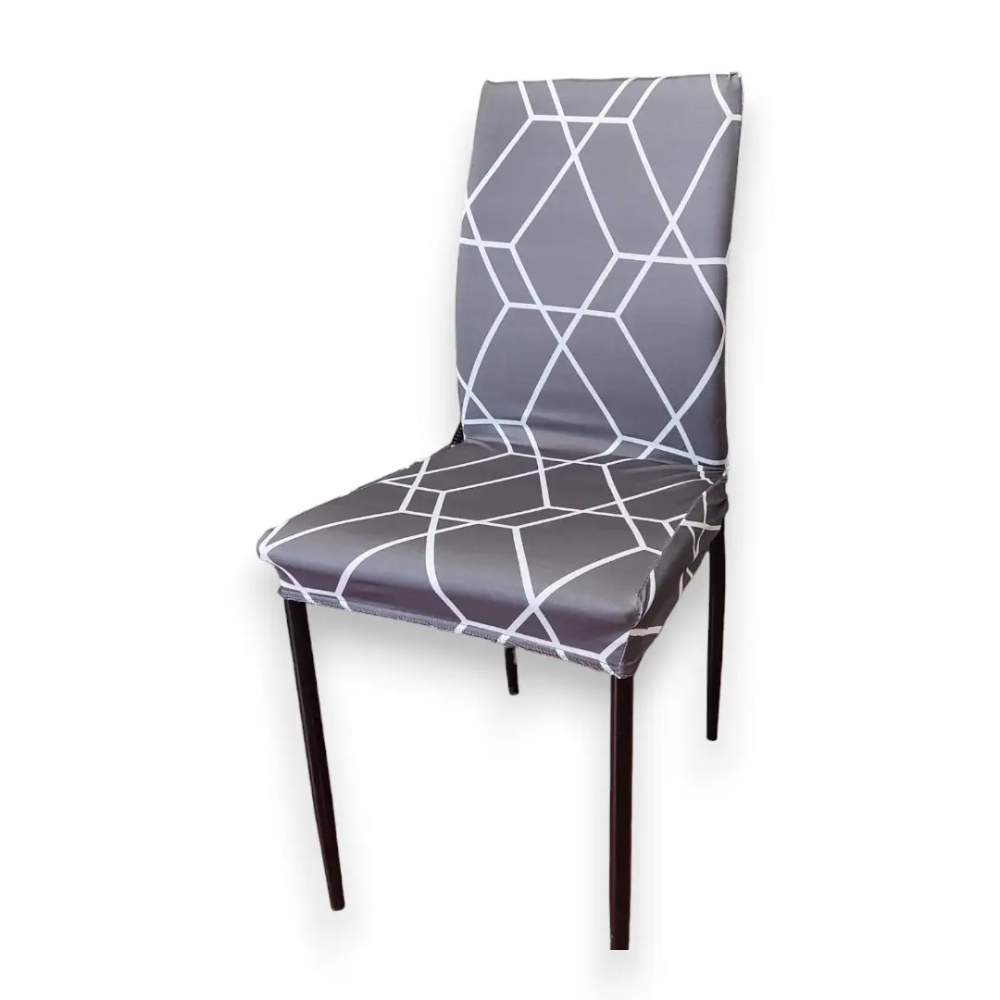 Универсальный натяжной чехол накидка на стул со спинкой с рисунком ромбы серые Royan 0040 Белая Церковь - изображение 1