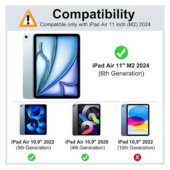 Клавіатурний чохол SENGBIRCH для iPad Air 11 M3 2025/M2 2024 Світло-зелений QWERTY знімна Bluetooth клавіатура Київ