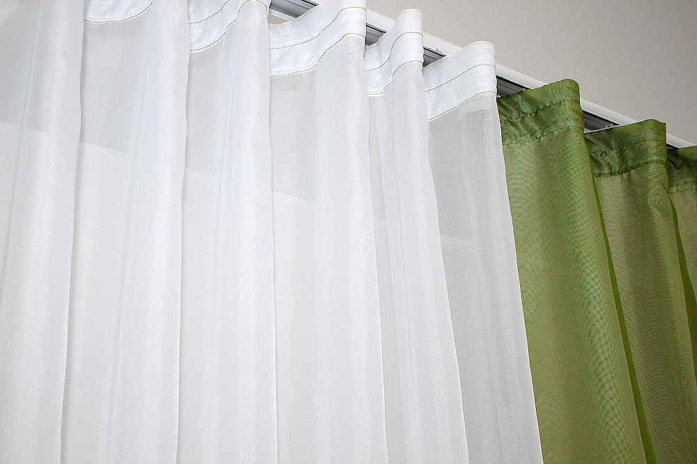 Кухонний комплект VR-Textil № 051к тюль і шторки з підв'язками оливковий з білим 270х170 см (50-243) Київ - фото 4