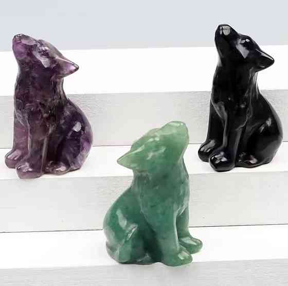 Фигурка волка из аметиста – мини статуэтка из натурального камня Киев