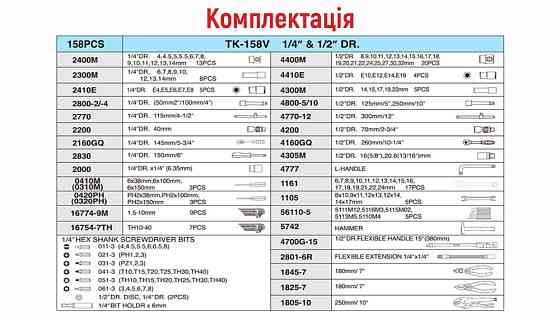 Набор инструмента 158 предметов 1/4", 1/2" HANS (TK-158V) Винница