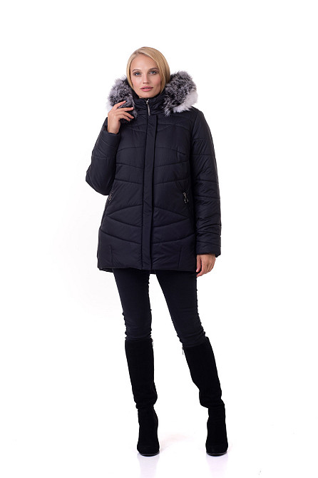 Женский короткий чёрныая куртка пуховик с чернобурки. 48-62р. Киев - изображение 4