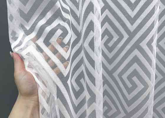Тюль жакард, колекція "Ромб Меандр" колір білий 1559т Київ