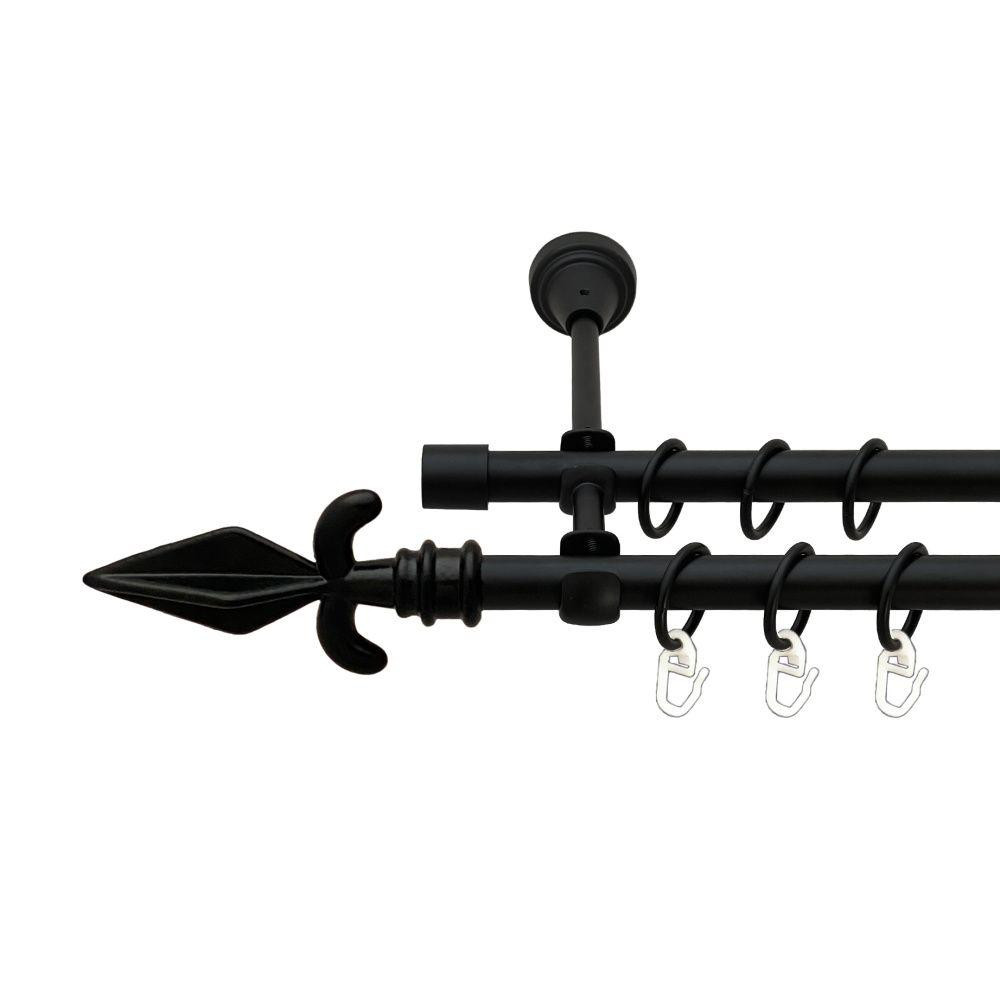 Карниз Orvit Грот металевий дворядний відкритий гладка труба кільце металеве Чорний Оксамит 16\16 мм 240 см (00-00020999) Львів - фото 1