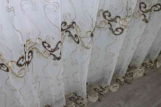 Тюль фатин, коленкції "Kort ADOR" з люрексовою ниткою колір золотистий з коричневим 1191т Київ
