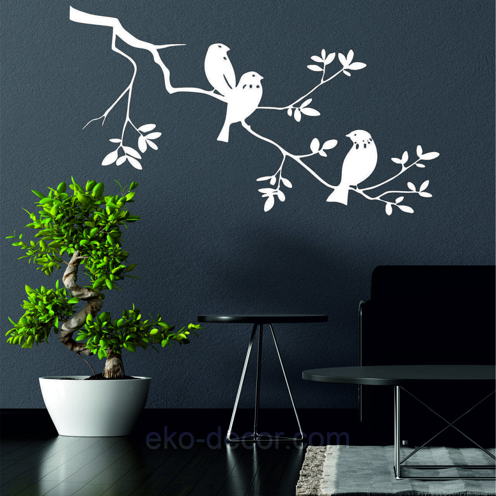 Декоративное настенное Панно «Птички на ветке», Декор на стену 90*51 см, Белый Киев - изображение 2