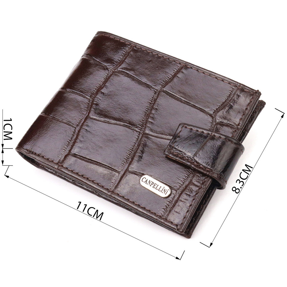 Чоловічий компактний гаманець із натуральної фактурної шкіри CANPELLINI 21509 Коричневий Київ - фото 3