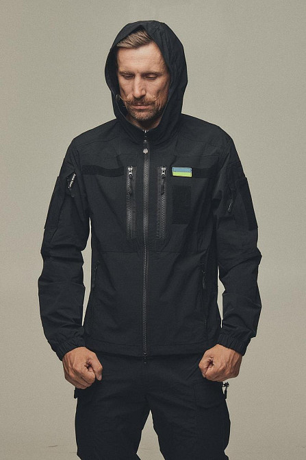 Тактичний демісезонний чоловічий чорний костюм штани куртка, водонепроникна військова форма усі розміри Львів - фото 2