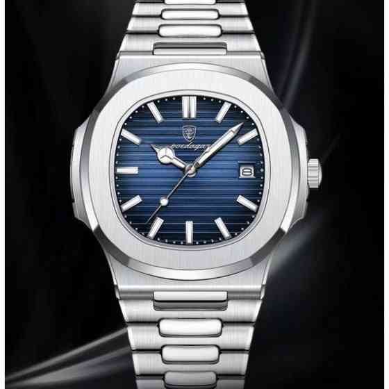 Мужские наручные часы Poedagar Great (Серебристые с синим) Киев