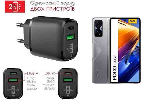 Сетевое зарядное устройство для Poco F4, Poco F4 GT, 20W 3A, Quick Charge 3.0 Киев
