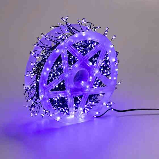 Гірлянда роса мішура 30 метрів хвойна лапа 640 led світлодіодів зелений дріт синя D1750BL Коломия