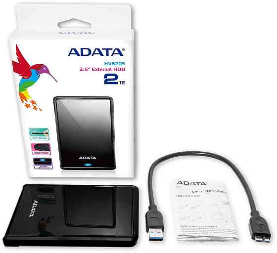 Зовнішній жорсткий диск PHD External 2.5'' ADATA USB 3.2 Gen. 1 DashDrive Classic HV620S 2TB Slim, колір чорний AHV620S-2TU31-CBK Одеса