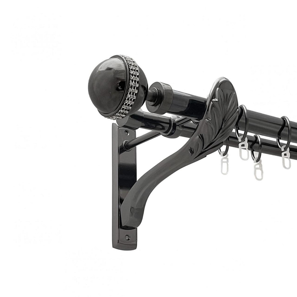 Карниз Orvit Авея металевий дворядний ретро гладка труба кільце металеве Онікс 25\19 мм 160 см (00-00021471) Львів - фото 1