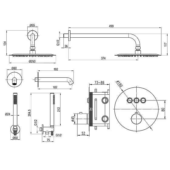 Душова система вбудована TOPAZ LOFT TLF 32117-L06-C-Termostat Луцк