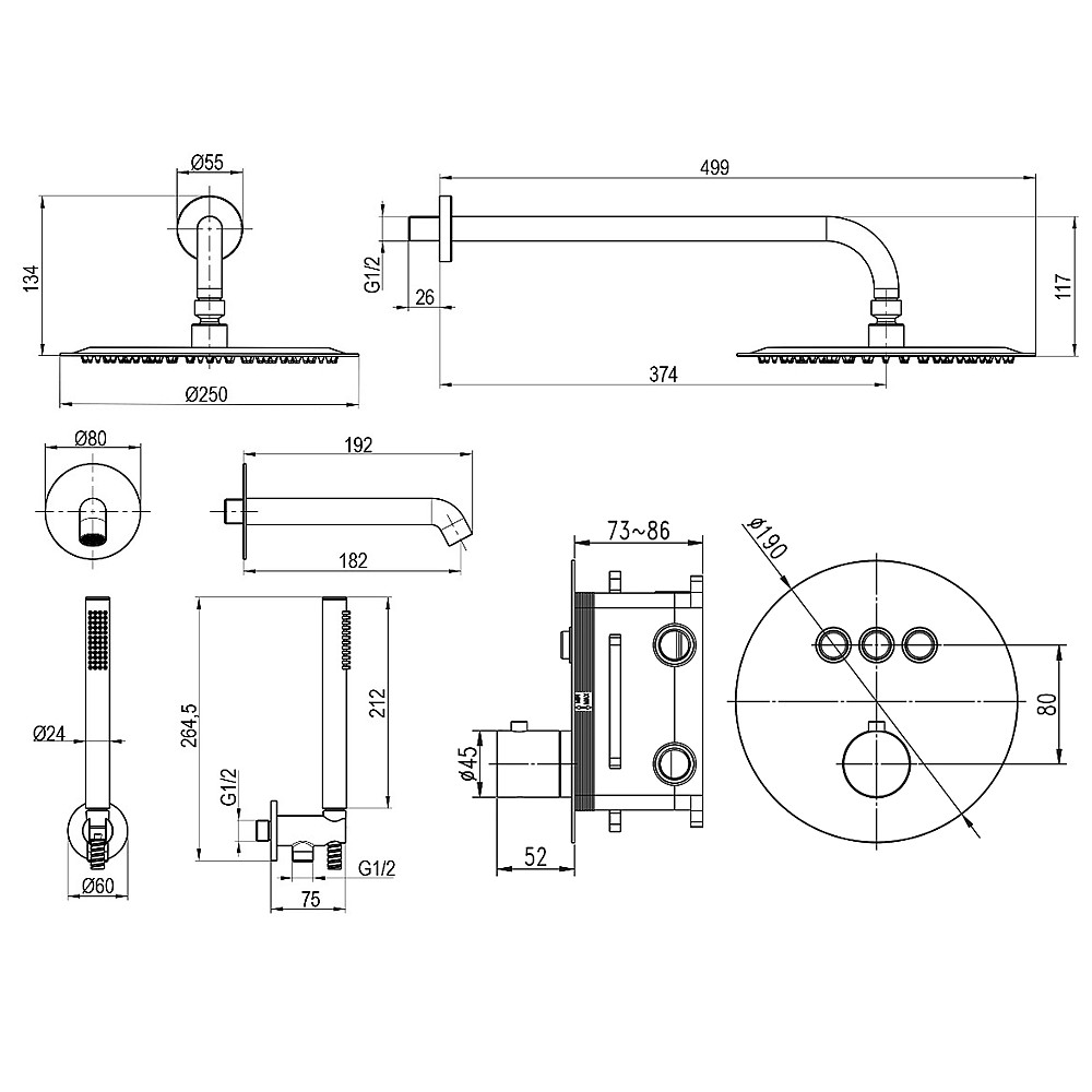 Душова система вбудована TOPAZ LOFT TLF 32117-L06-C-Termostat Луцк - изображение 4