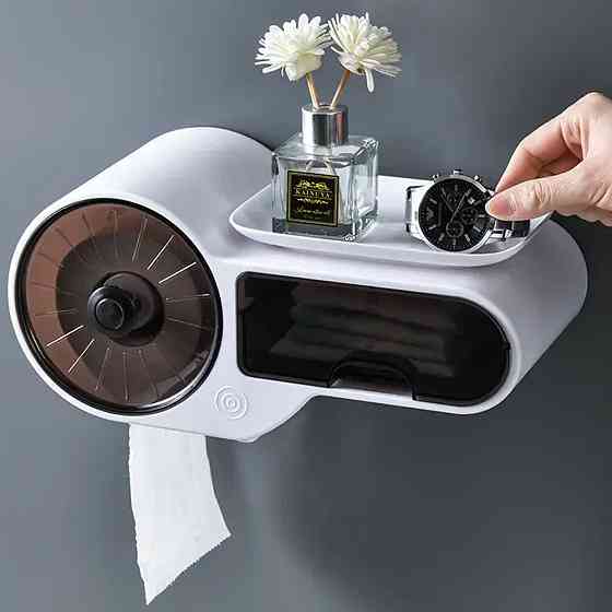 Тримач для туалетного паперу з поличкою,Білий SBR Київ