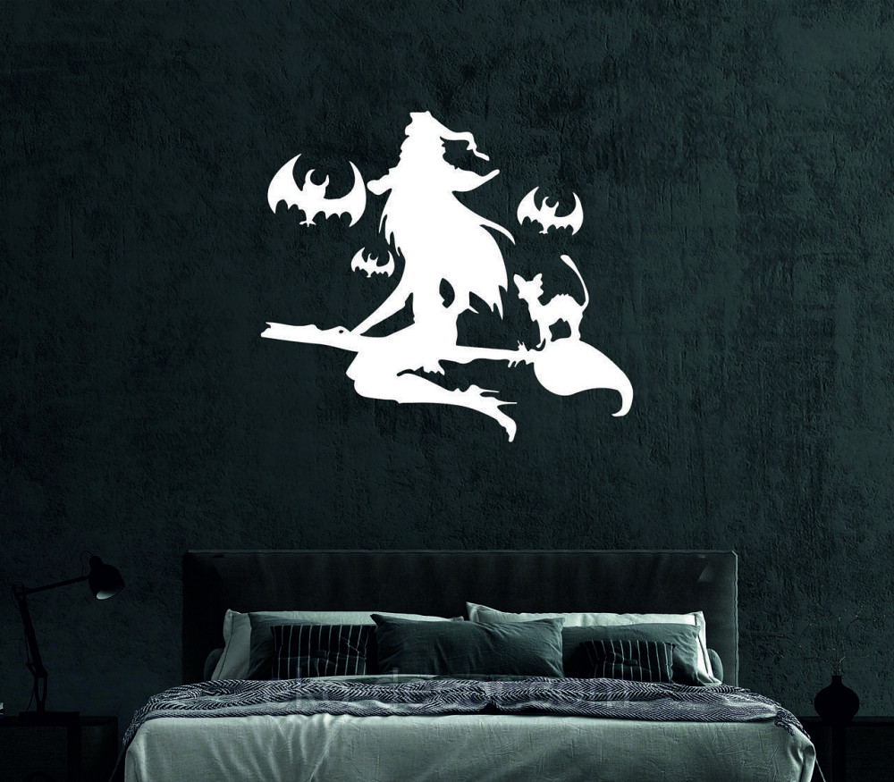 Декоративне настінне Панно «Відьма на мітлі», Декор на стіну 110*97 см, Білий Київ - фото 4