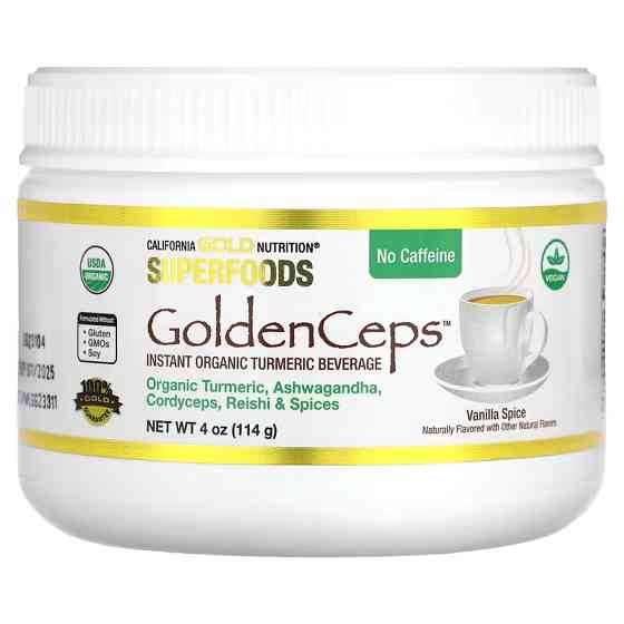 Суміш суперфудів California Gold Nutrition GoldenCeps, Organic Turmeric with Ashwagandha, Cordyceps, and Reishi 114 g Луцьк