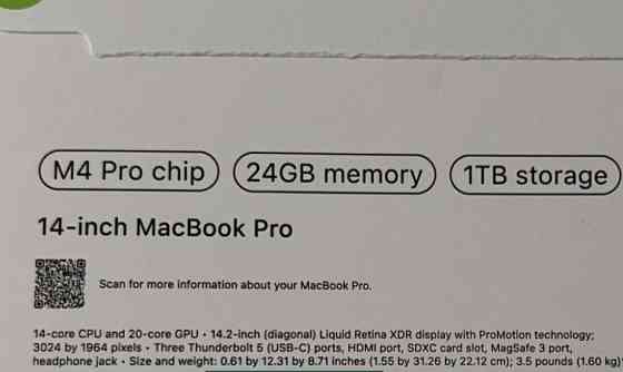 Ноутбук MacBook Pro 14" M4 Pro/ 24/ 1Tb. Київ