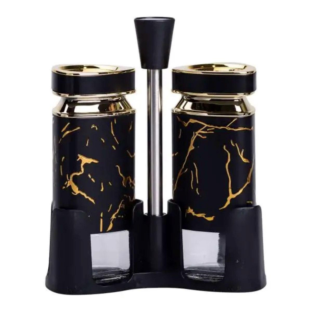 Набір для спецій на підставці солонка і перечниця по 120 мл Чорний HP-1353 Київ - фото 1