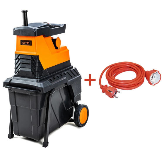 Садовий подрібнювач GTM MS2800/45 KIT + подовжувач 10м (MS2800/45_KIT+ext.cord : 2800 Вт, діаметр гілки 45 мм, ніж, контейнер 55 л Київ