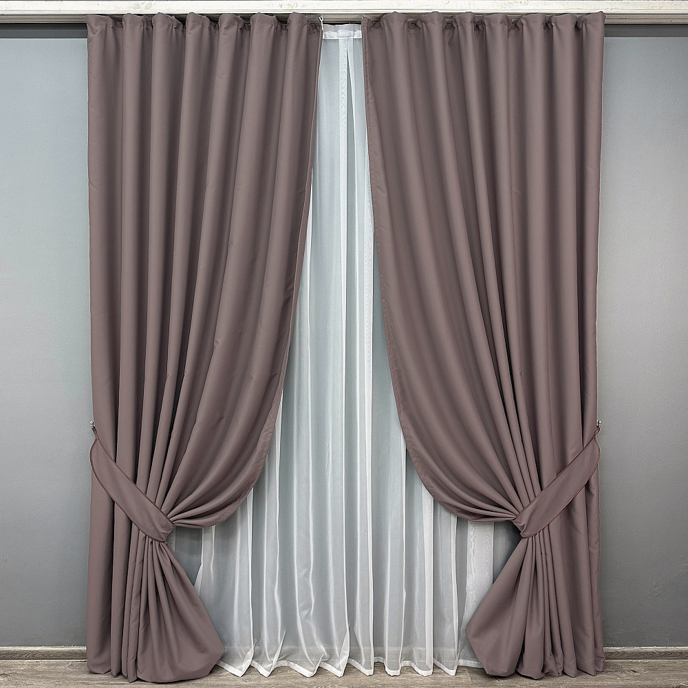 Комплект готових штор VR-Textil Блекаут Midnight № 1233ш Бурий 150х270 см 2 шт (33-0210) Київ - фото 10