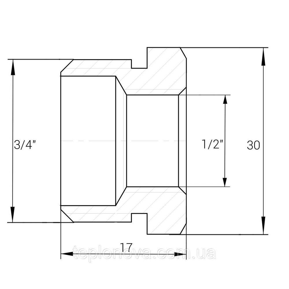 Футорка 3/4| х1/2" НВ нікельована NF433S OPTIMUM Чернівці - фото 3