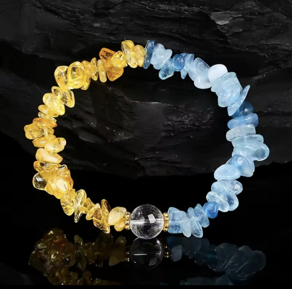 Браслет із натурального каміння (цитрин+аквамарин) Смела - изображение 3