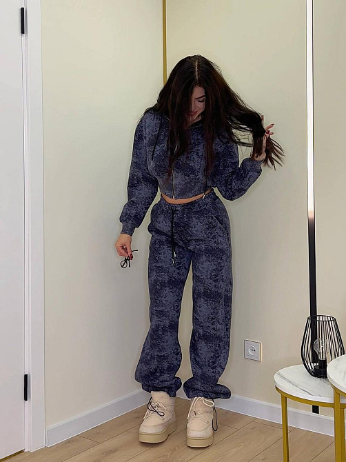 Жіночий теплий прогулянковий костюм-двійка турецька тринитка варенка на флісі Графіт, 44/46 Одеса - фото 2